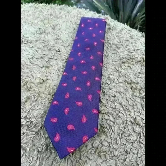 LORD JOHN Neck Tie Mens Purple PaisleyMade in England Vintage